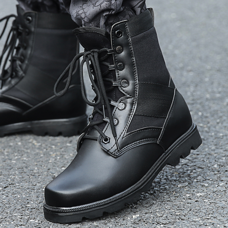 New Style Combat Boots for Men, Ultra-Light and Breathable, Spring High-Top Training Boots, Security Boots, Shock-Absorbing Single Boots for Women