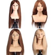 Head model with shoulder apprentice practice coil hair braiding hair model makeup dummy head model head real hair head mold can be curled and permed