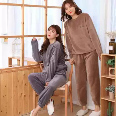 Fairy warm pants suit outside the winter home coral velvet leisure beam feet net red lazy large size loose pajamas