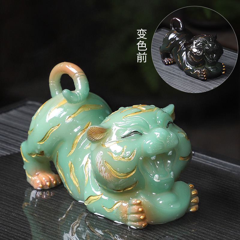 Color-changing little tiger tea pet ornament home tea table tea plate meeting guest boutique can be raised decorative tiger tea play tea set accessories