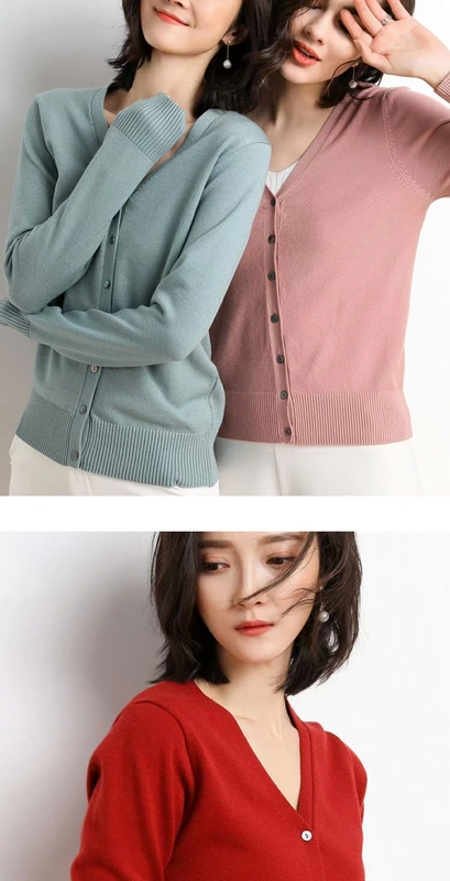 . Áo len cashmere mùa xuân và mùa thu áo len dệt kim nữ v-len áo len len áo len không thể mua được bóng rất cổ tích - Áo / áo thun