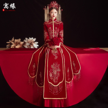 Heavy industry velvet Xiuhe dress 2021 new Chinese wedding vintage wedding dress Wedding dress cabinet dress toast dress