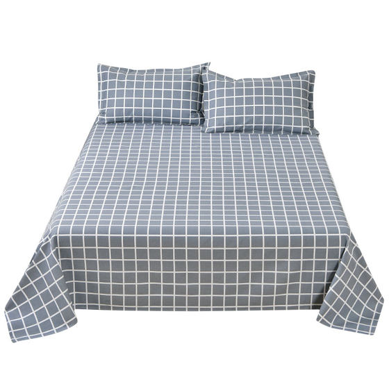 Old coarse cloth bed simple cotton thickened encrypted cotton linen linen canvas 100 cotton plaid single piece three-piece set
