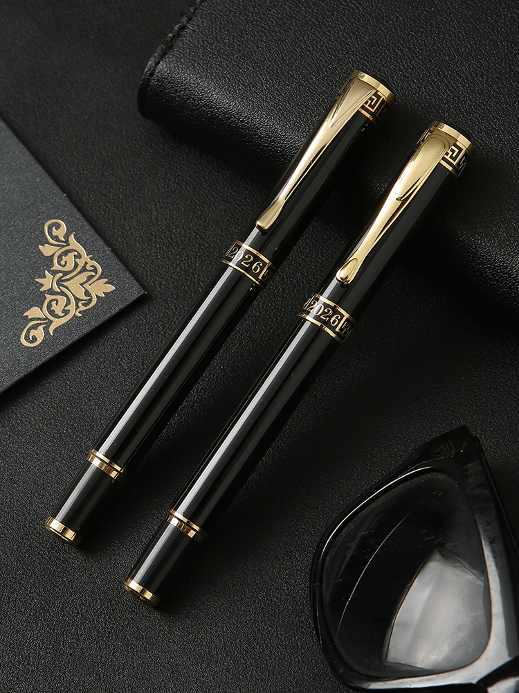Guoyi pen special business signature pen Student practice examination calligraphy retro Chinese style simple steel shell pen weight about 41g Heavy feel ink-absorbing pen LOGO custom lettering pen