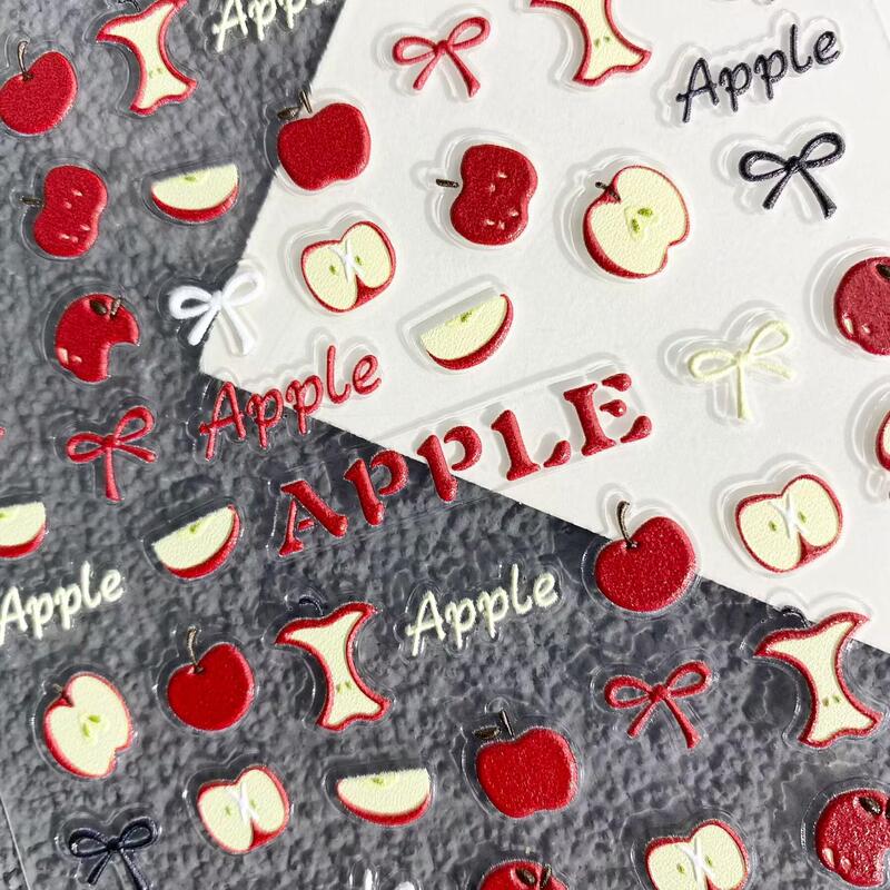 Internet-Famous Cute Graffiti-Style Red Apple Nail Stickers Embossed DIY Phone Case Water Cup Ccd Nail Decoration Stickers