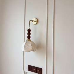 French-Style Vintage Bedroom Bedside Pendant Wall Lamp, Mid-Century Wabi-Sabi Living Room, Guesthouse, Staircase Lighting, Southeast Asian Fabric Lamp
