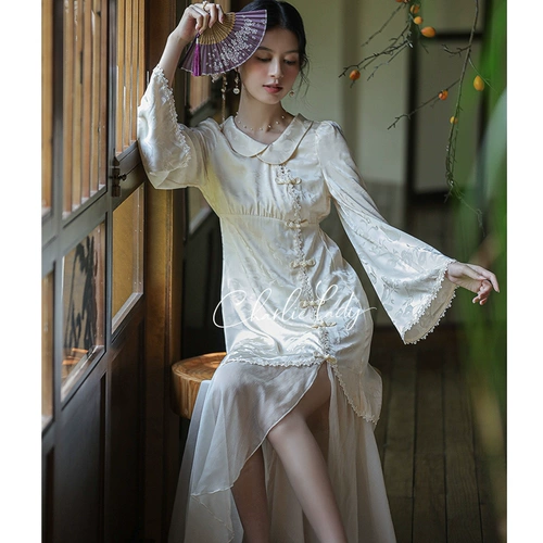 Ципао для невесты, платье, ретро пижама, китайский стиль, яркий броский стиль, изысканный стиль, французский стиль