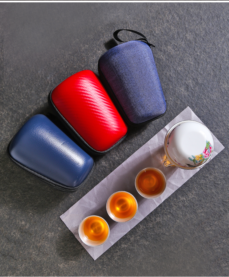 Violet arenaceous kung fu tea bag suit portable travel tea set small car travel tea set tea of a complete set of ceramic tea set