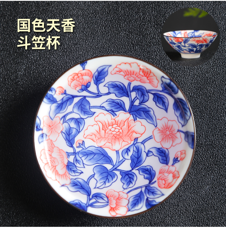 Ceramic blue and white single hand - made master kung fu small tea cups tea cup, perfectly playable cup sample tea cup bowl