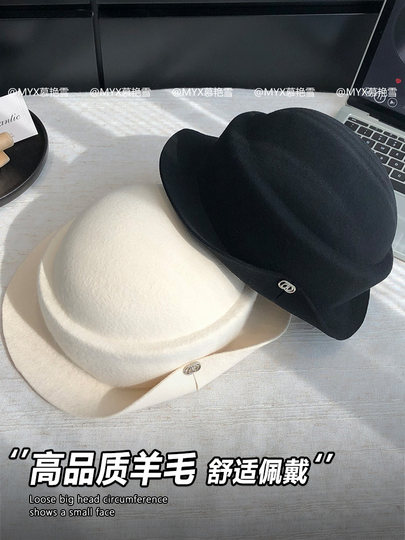 Hepburn-Style Wool Hat for Women 2025 New Winter Rolled-Edge Fisherman Hat Fashionable International Style Hat Beret