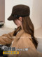 2025 New Lamb Wool Beret for Women, Autumn and Winter Flat-Top Cap, Face-Slimming Newsboy Cap, High-End Equestrian Hat