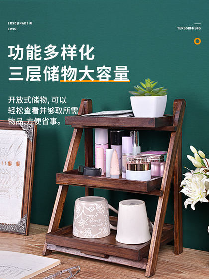 柚木折叠置物架免安装浴室卫生间厨房落地木质收纳架家用实木架子