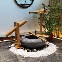 Japanese courtyard flowing water landscape water tank courtyard garden garden landscape stone basin shock deer stone lamp Zen stone bowl water bowl
