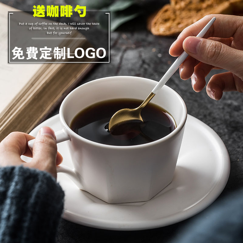 Creative Day Style Ceramic Coffee Cup Mark Cup Coffee Cup Disc Suit Capuccino Coffee Cup Custom Logo