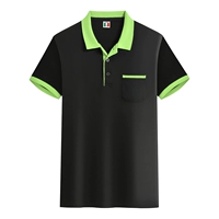 (Мингси) 1758 Черные зеленые воротнички короткие рукава