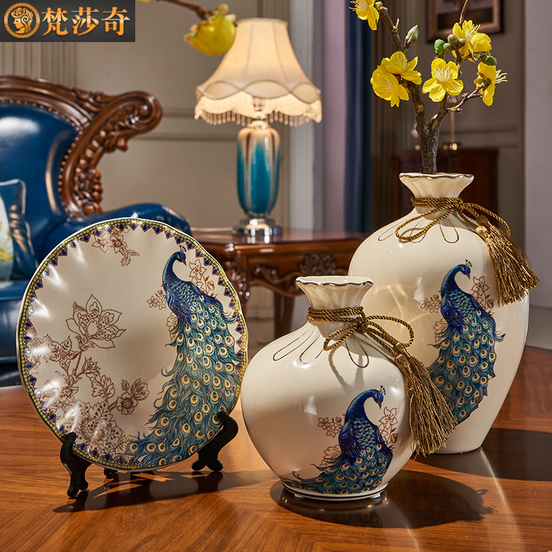 Swing home decoration ceramics high-end view cabinet porcelain creativity light luxury vase flower