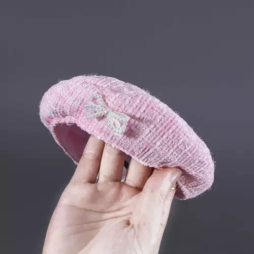 Берет из жемчуга с бантиком, шапка для принцессы, комплект, в стиле Шанель