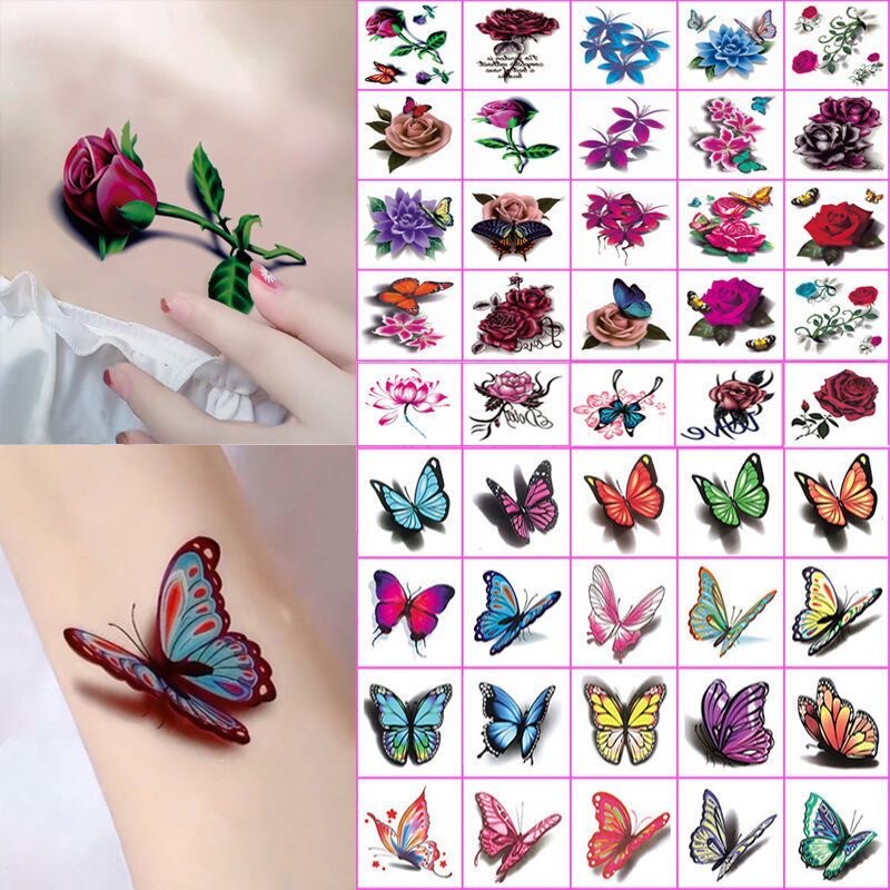 Popular Waterproof Tattoo Stickers for Women, Long-Lasting, Sexy Collarbone Rose Flower Butterfly Chest Scar Cover Stickers, Fresh Tattoo Stickers