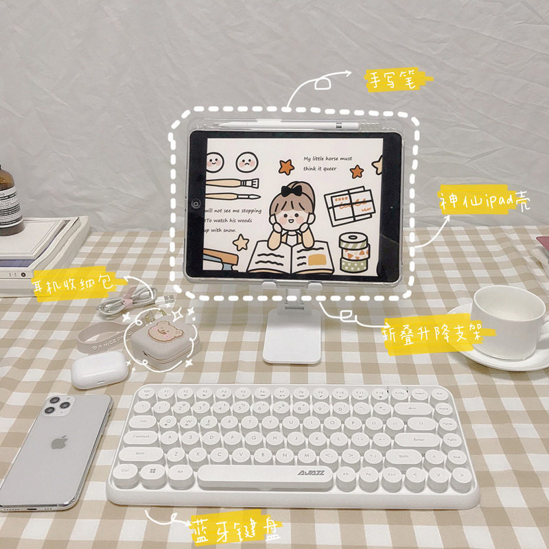 Bluetooth keyboard ipad2021 suitable for Apple tablet air3 cute mini6 girl high face value retro keyboard wireless mouse air5 adolescent girl pr
