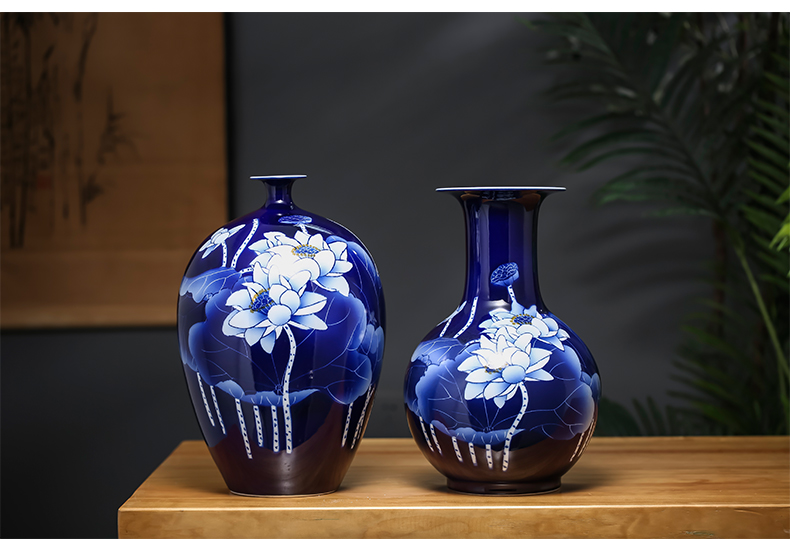 Chinese blue and white porcelain of jingdezhen ceramics hand - made lotus flower vase furnishing articles household act the role ofing is tasted sitting room flower arranging, gifts