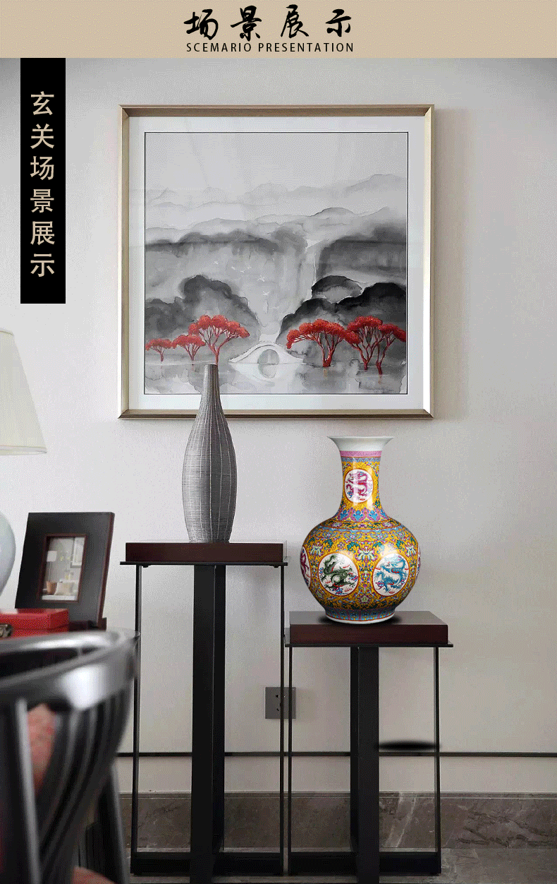 Jingdezhen ceramics vase imitation qianlong enamel see colour yellow color same Angle of the sitting room adornment what furnishing articles