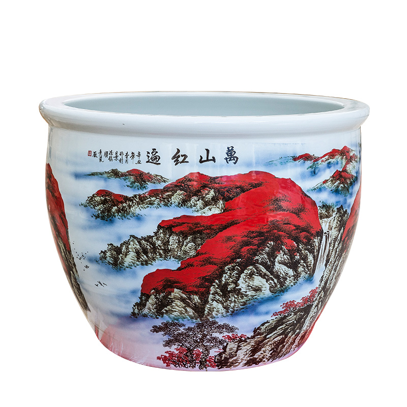Jingdezhen hand - made ceramic tank sitting room extra large koi cylinder cylinder cylinder tortoise hotel decoration furnishing articles