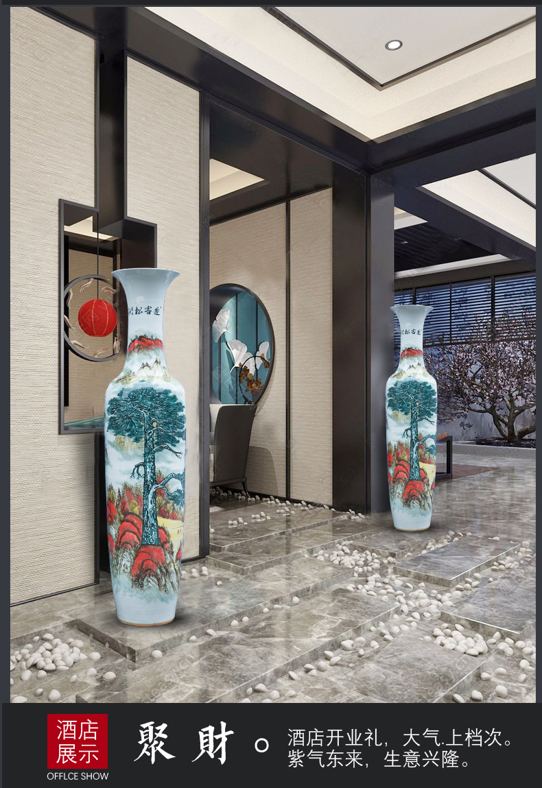 Jingdezhen ceramic hand - made landing big vase guest - the greeting pine sitting room adornment is placed large hotel opening of the new Chinese style