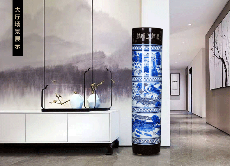 Quiver hand - made ching Ming blue and white porcelain is jingdezhen ceramics painting of large vases, sitting room of Chinese style household furnishing articles