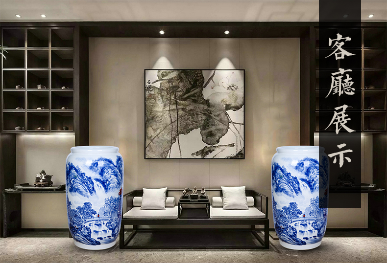 Jingdezhen ceramics masters hand draw flower arranging large blue and white landscape wide expressions using bottle gourd household living room decorated furnishing articles