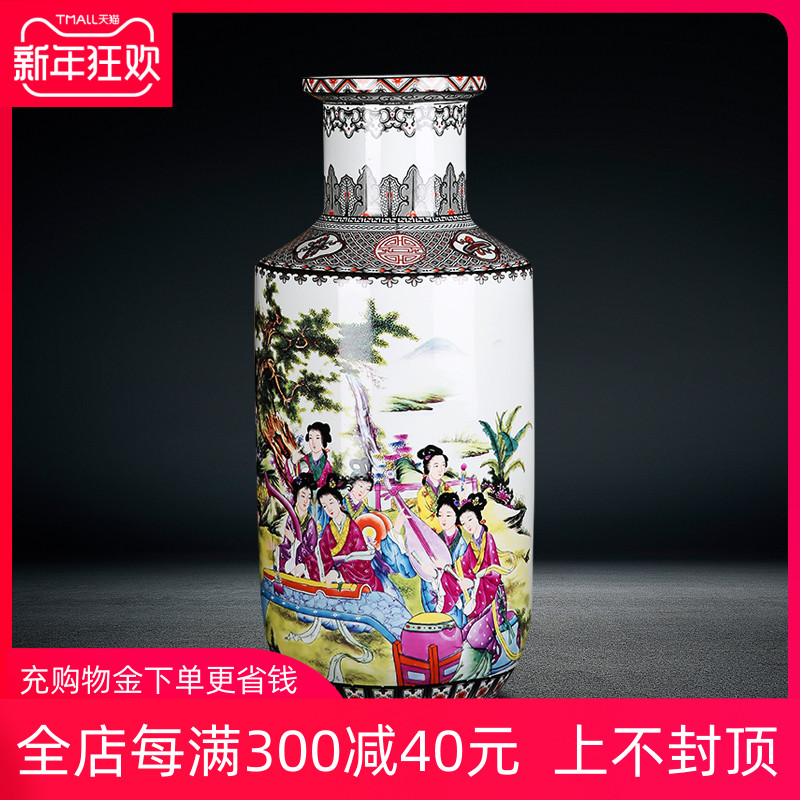 Jingdezhen ceramics archaize floor big vase twelve gold hair pin high dry flower arrangement sitting room furniture furnishing articles ornaments