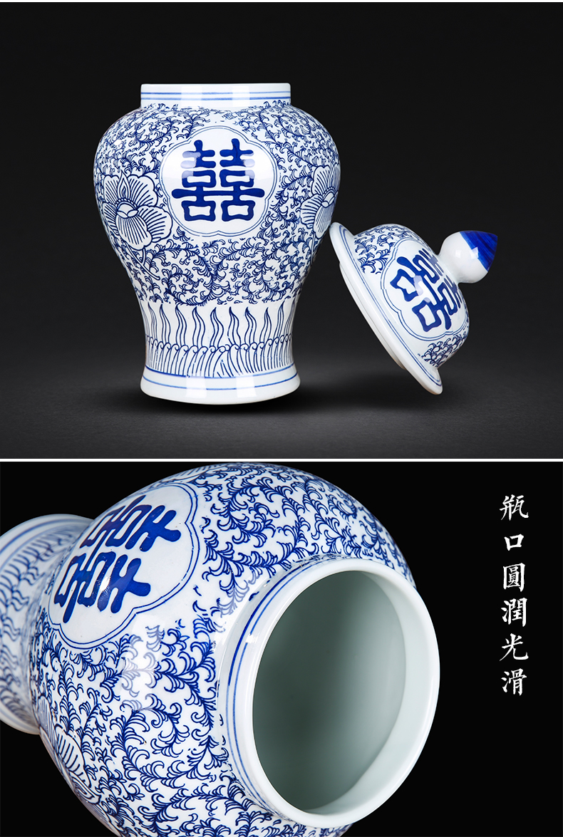 Blue and white porcelain of jingdezhen ceramics general tank large sitting room porch flower arranging implement new Chinese style household decorative furnishing articles