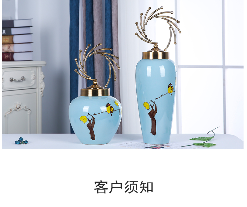 Jingdezhen ceramics new three - piece vase household of Chinese style painting of flowers and birds in the sitting room the desktop flower arranging, adornment is placed