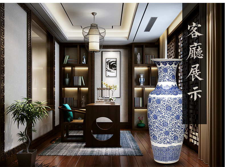 Jingdezhen ceramics archaize crack landing a large vase furnishing articles sitting room of Chinese style household decoration landscape around