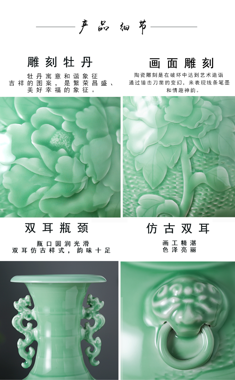 Jingdezhen ceramics archaize carving shadow blue bottle furnishing articles household act the role ofing is tasted, the sitting room porch TV ark, flower arrangement