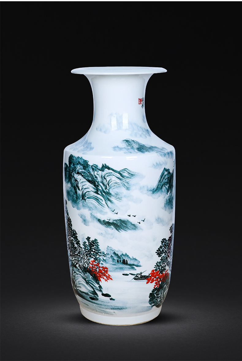 Jingdezhen ceramics hand - made scenery of large blue and white porcelain vase flower arranging the calligraphy and painting scroll cylinder furnishing articles sitting room