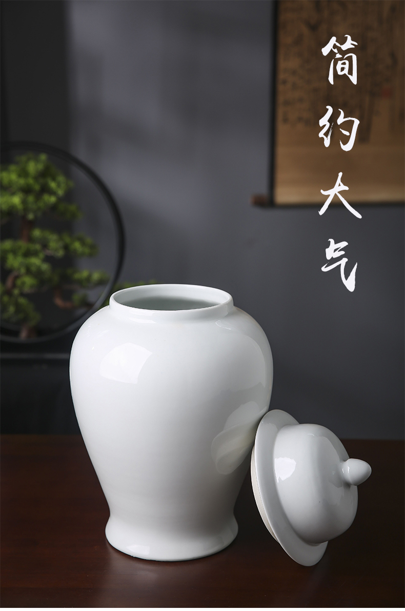 General jingdezhen ceramic pot vase is placed between white dry flower arrangement sitting room adornment of new Chinese style porch example