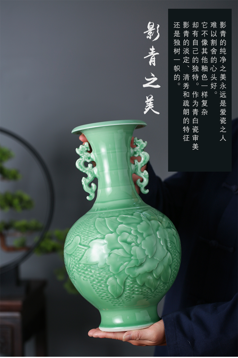 Jingdezhen ceramics archaize carving shadow blue bottle furnishing articles household act the role ofing is tasted, the sitting room porch TV ark, flower arrangement