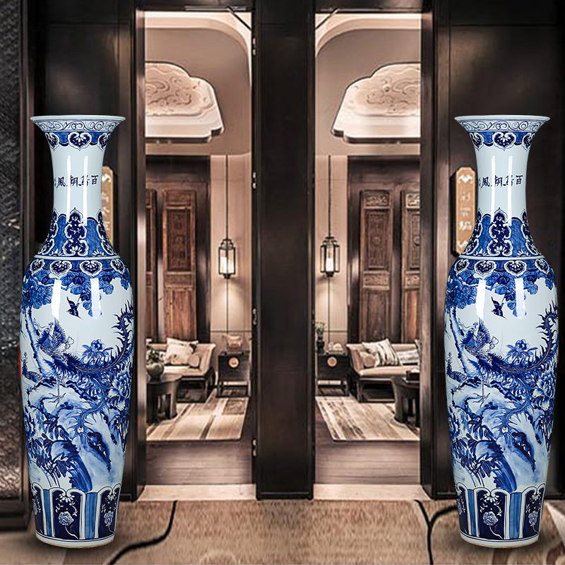 Jingdezhen ceramics hand - made birds pay homage to the king of large vase burn furnishing articles 1.8 3 m sitting room in the hotel lobby