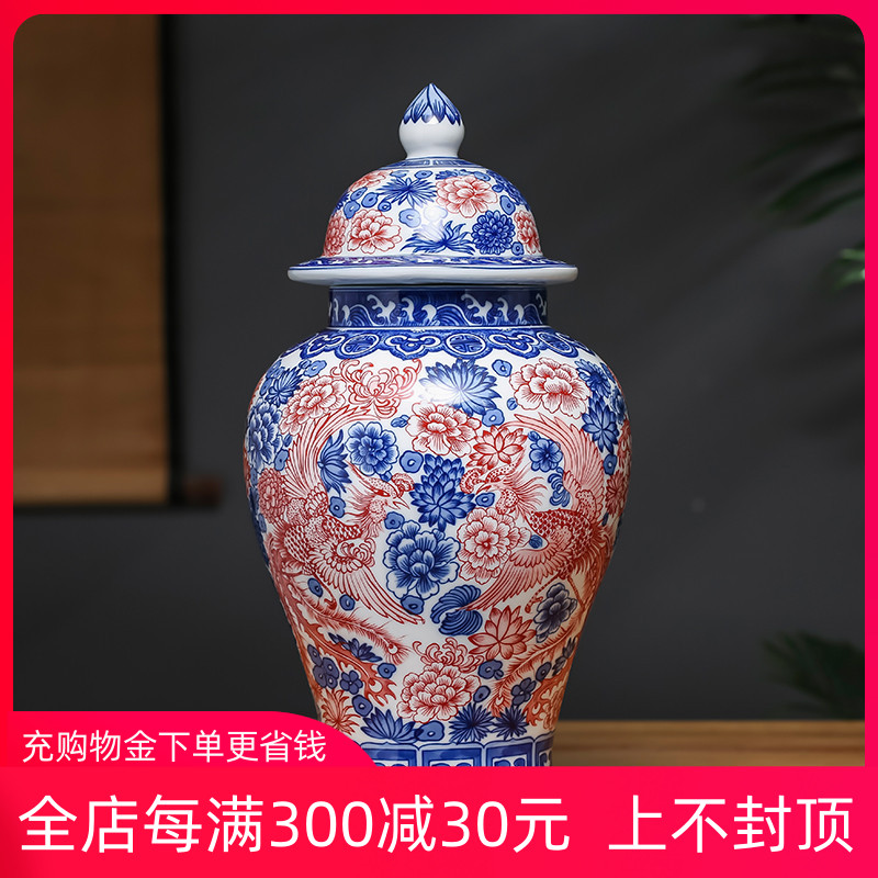 Jingdezhen ceramic retro blue and white porcelain dragon vase decoration place to live in the sitting room porch flower arranging housewarming gift