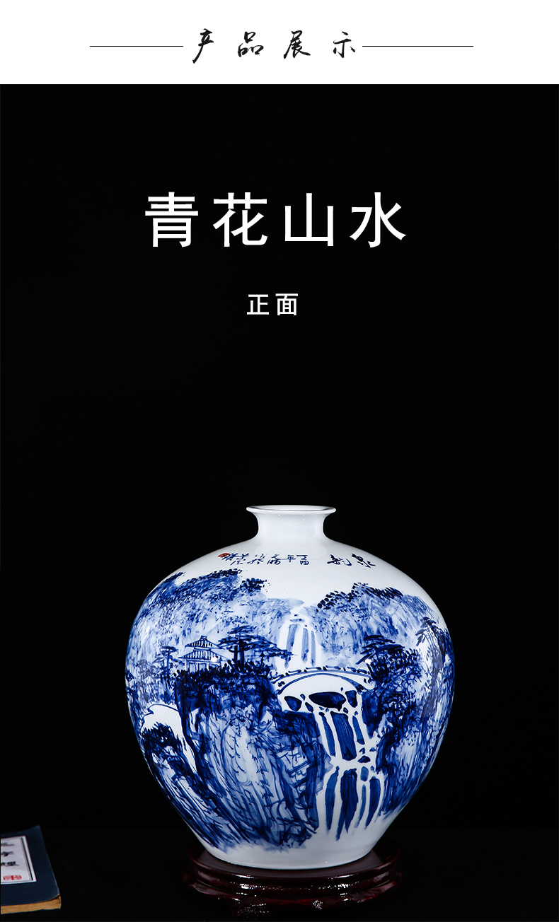 Jingdezhen ceramics Chinese style household adornment hand - made scenery of blue and white porcelain vase sitting room porch flower arranging furnishing articles