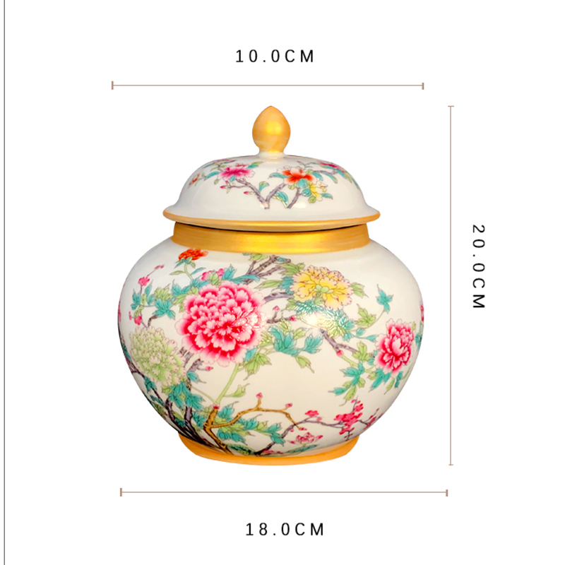 Jingdezhen chinaware paint colored enamel household puer tea caddy fixings wake tea storage canners trumpet half jins