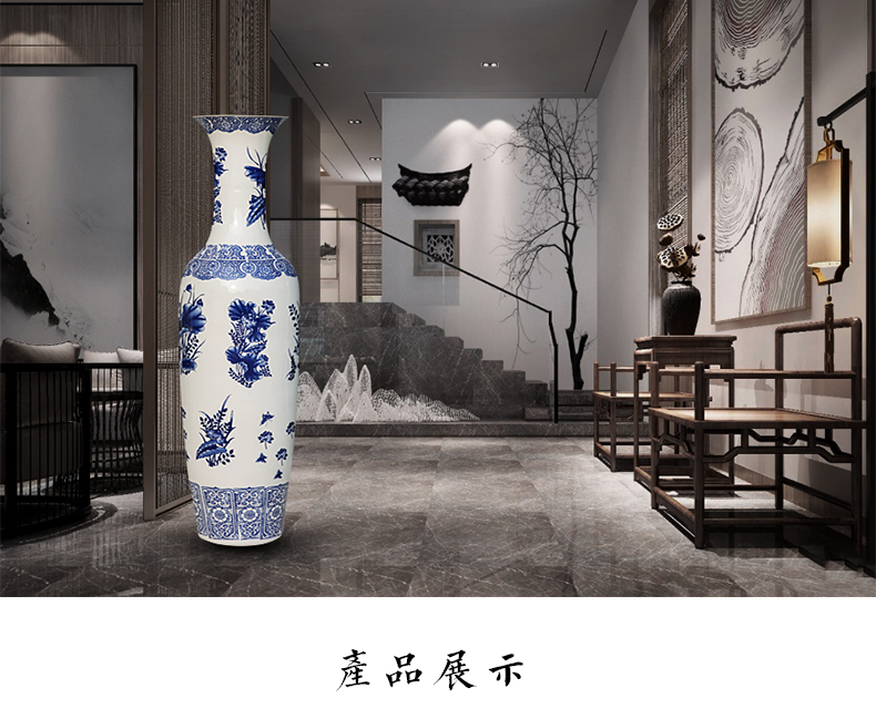 Jingdezhen landing a large vase archaize sitting room open piece of crack glaze blue and white porcelain lotus furnishing articles of Chinese style decoration