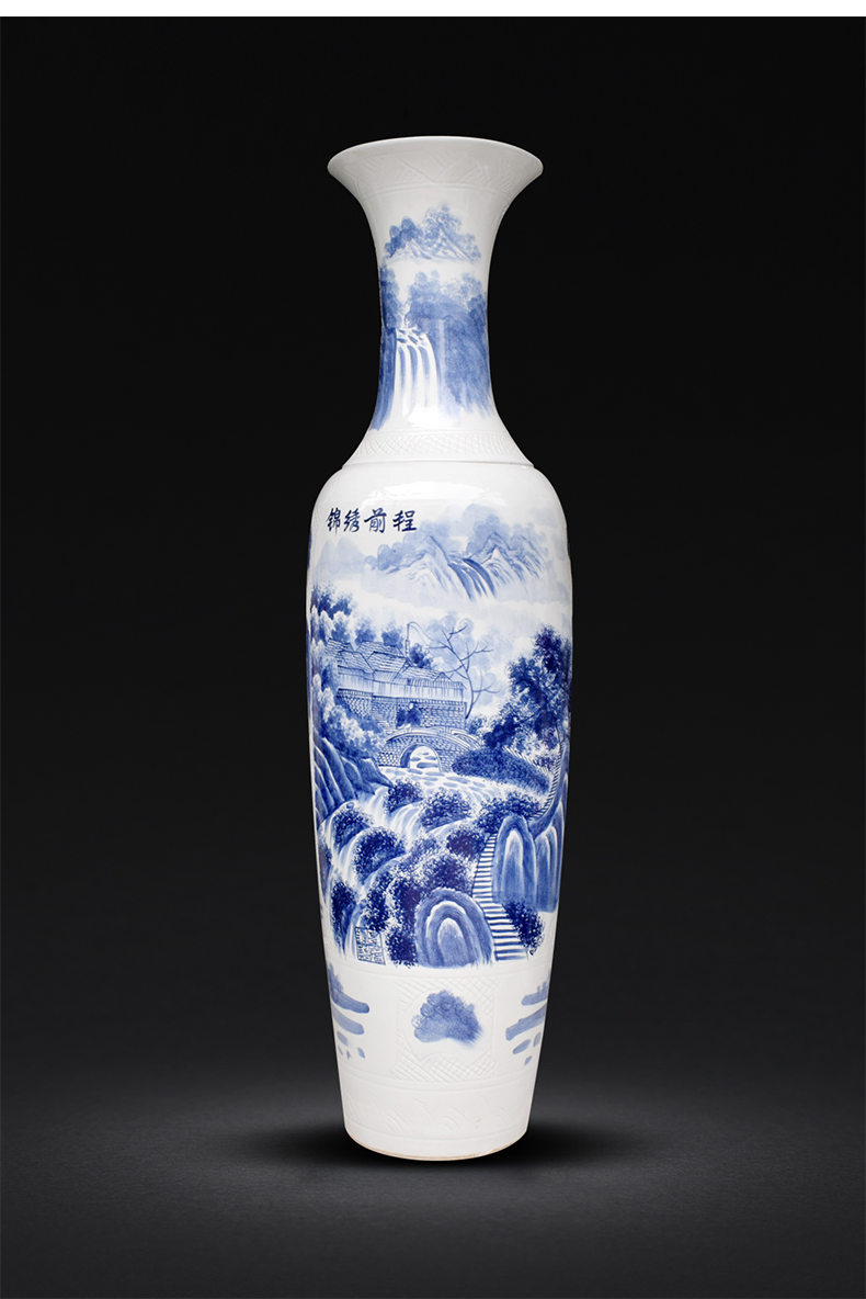 Jingdezhen ceramics hand has a long history in the bright future of large blue and white porcelain vase hotel furnishing articles in the living room