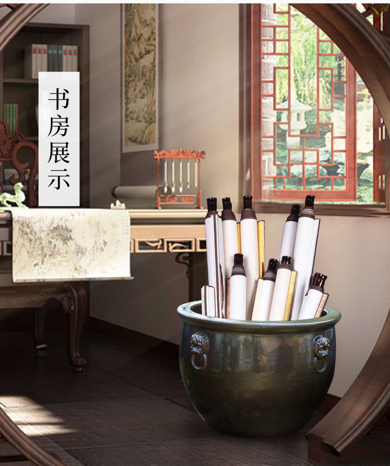 Ceramic VAT plant trees flower pot home is suing yellow fish bowl lotus lotus goldfish tank king old