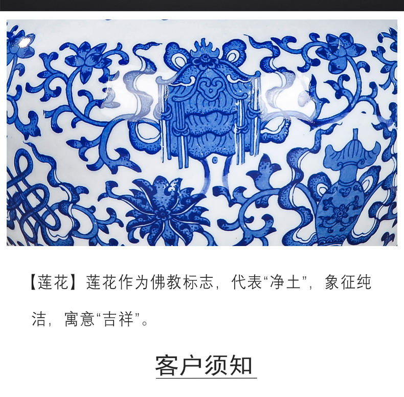 Jingdezhen ceramics mesa blue and white porcelain vase bound branch lotus Chinese style living room rich ancient frame flower adornment furnishing articles