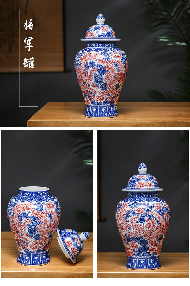 Jingdezhen ceramic retro blue and white porcelain dragon vase decoration place to live in the sitting room porch flower arranging housewarming gift