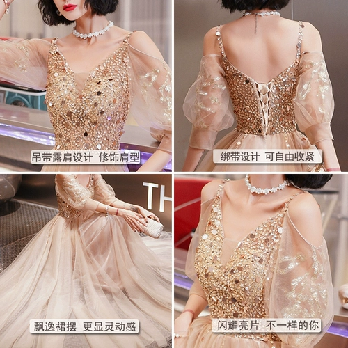 Модное золотое вечернее платье, коллекция 2022, подарок на день рождения