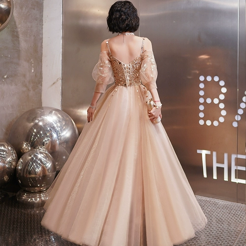 Модное золотое вечернее платье, коллекция 2022, подарок на день рождения