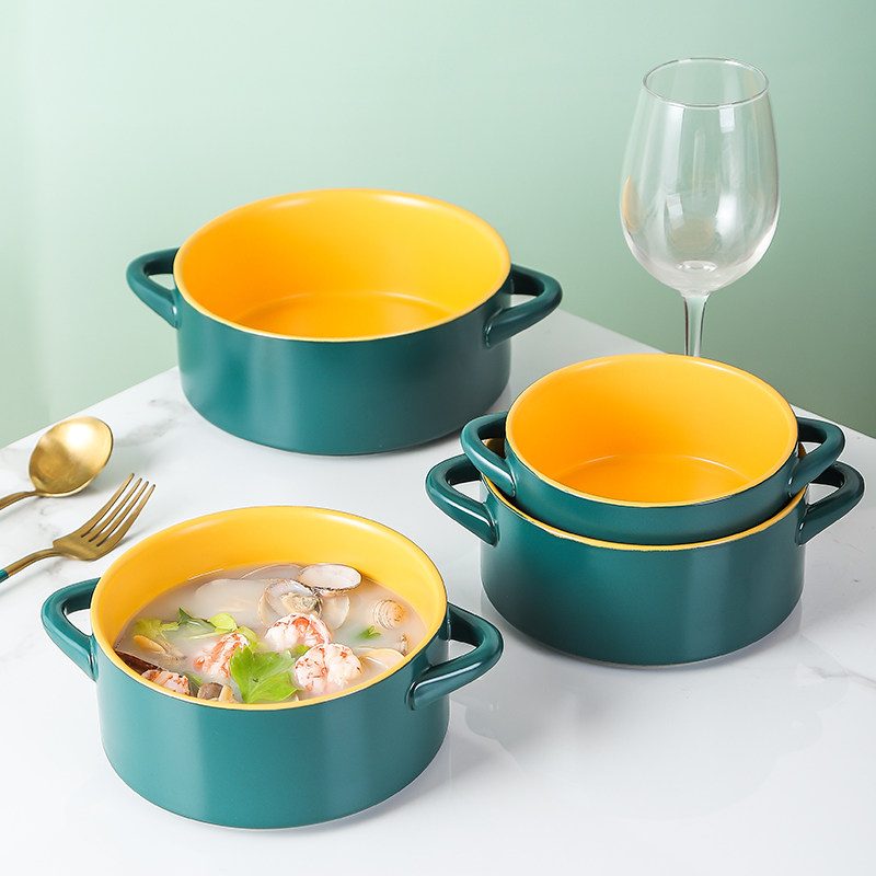 Binaural plate plate creative net red western food soup plate deep plate household ceramic Nordic large soup bowl basin salad plate