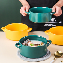 Binaural soup bowl soup basin household ceramic baked rice bowl instant noodle bowl net red creative fruit salad bowl dormitory students